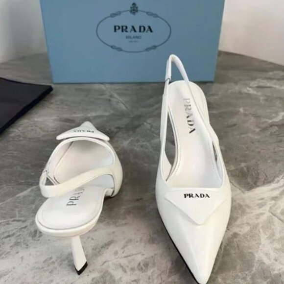Prada White Slingback Heels - Picture 4 of 7